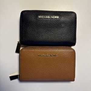Michael Kors Black and Brown Wallet Duo